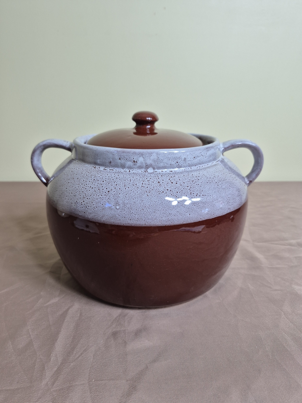 Vintage Alberta Potteries Redcliff Stoneware Bean Pot with Lid
